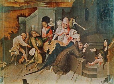Drieluik van de verzoeking van St. Antonius (detail) door Hieronymus Bosch